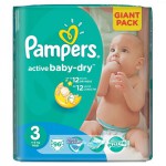 Подгузники, Pampers (Памперс) 4-9 кг р. 3 №96 актив беби миди